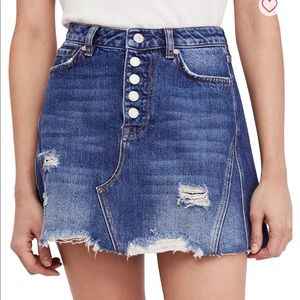 Free People Destroyed Button Denim Skirt size 27